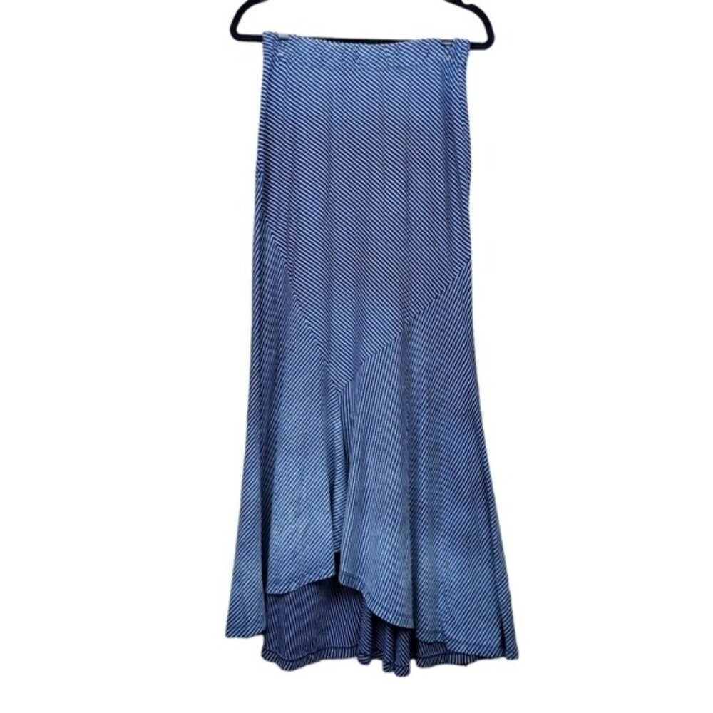 AG Adriano Goldschmied Womens Blue White Striped High Low Maxi Skirt Size XS
